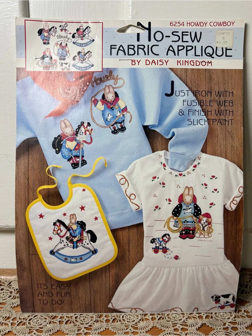Vintage 90s Daisy Kingdom No Sew Fabric Appliqués Cute Lot of Four